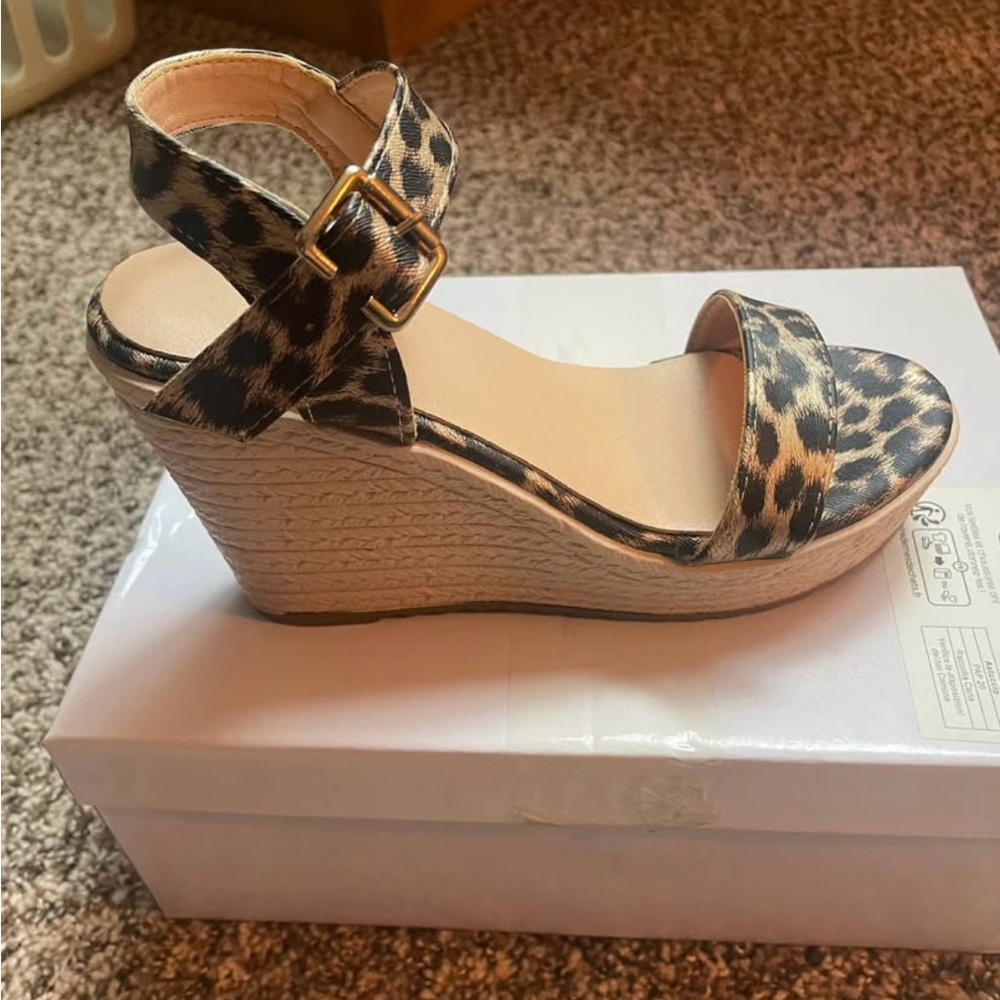 Leopard Print Wedge Sandals